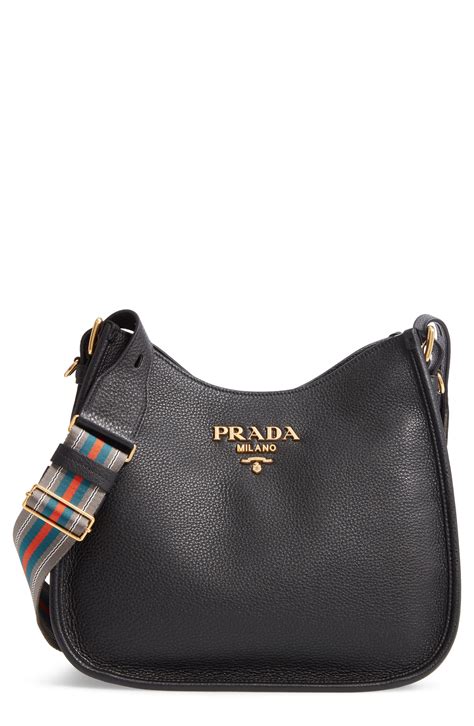 prada daino calfskin leather hobo|Prada hobo bag black.